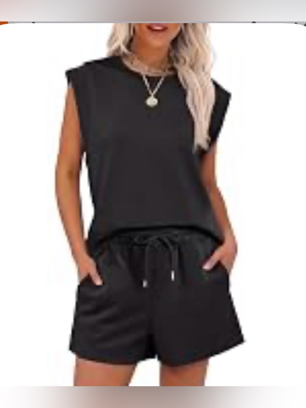 E.H NEW YORK SPORT Sleeveless Black Muscle Tee&Casual SHORT Set-BUTTERY SOFT-M